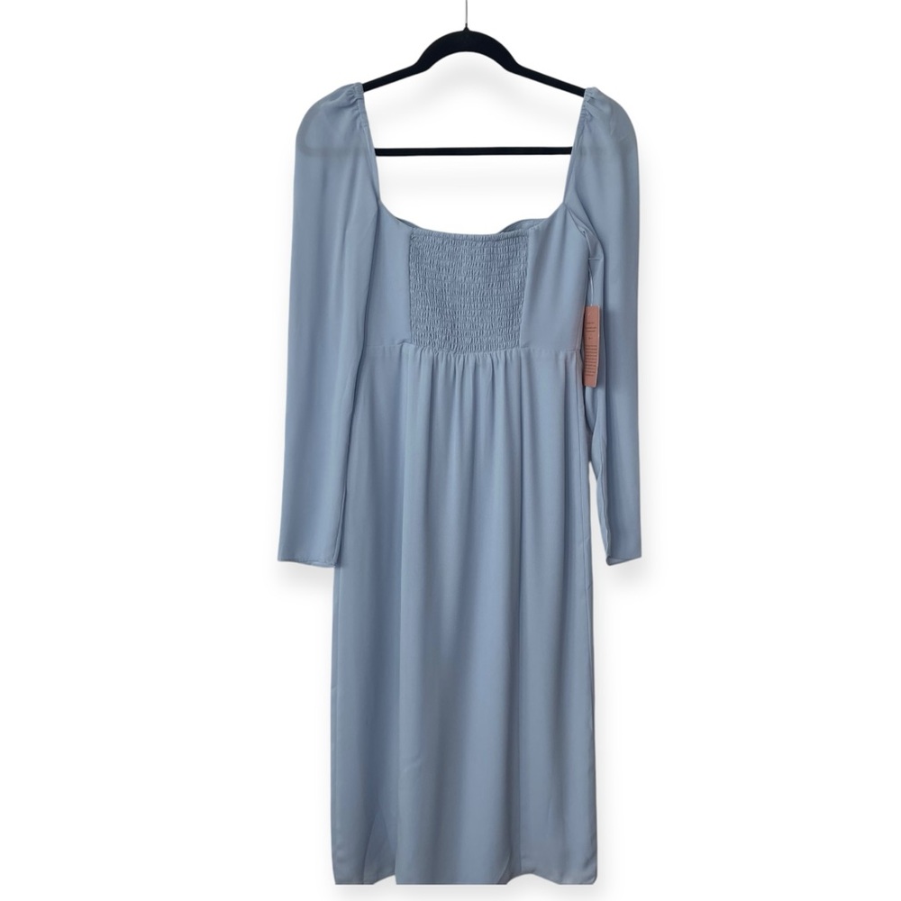 BHDN Long Sleeved Cocktail Dress, Blue‎ / Grey, Sheer Sleeves, NWT, size 2 - Picture 5 of 10